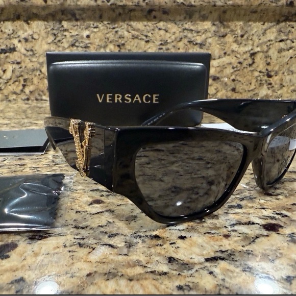 Versace Sunglasses with Black Frame and Gold Detail